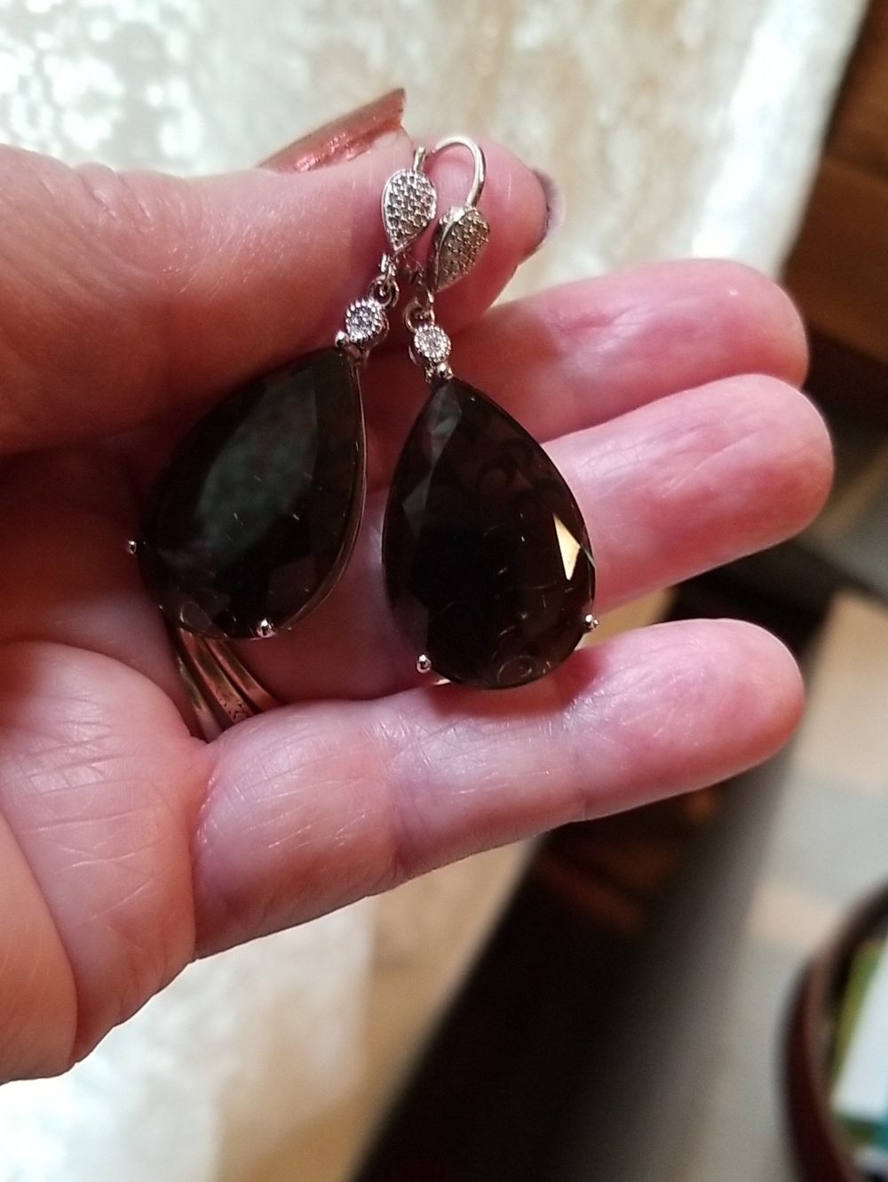 Silver Earrings with Smoky Topaz Stones